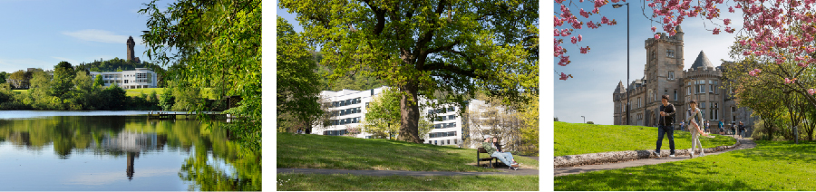 Images of Stirling's green leafy campus